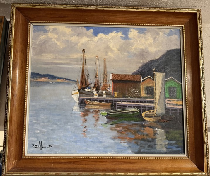 Olja, marinmotiv, sign Bertil Willbrandt