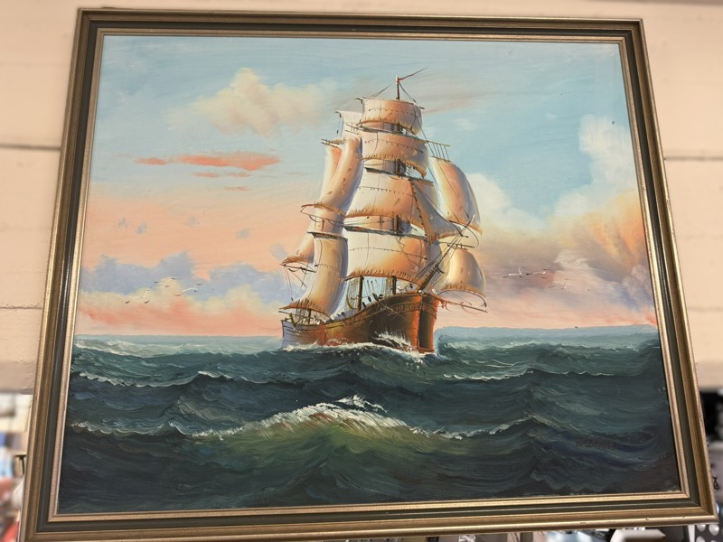 Oljemålning, marinmotiv, 58x67