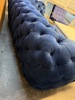 Soffa Chesterfield, blå sammet, 3 sits