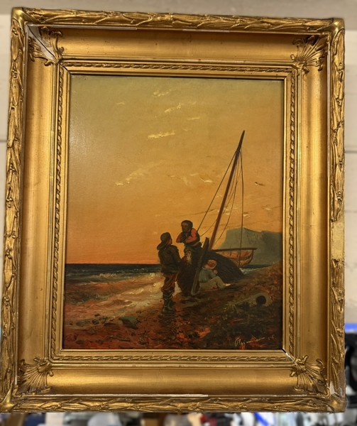 Olja, marinmotiv, 40 x 30 innermått